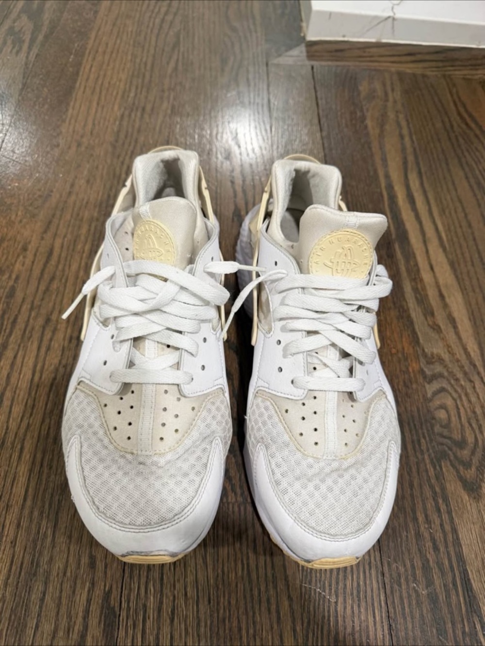 Nike Men's White and Cream Sneakers Air Huarache